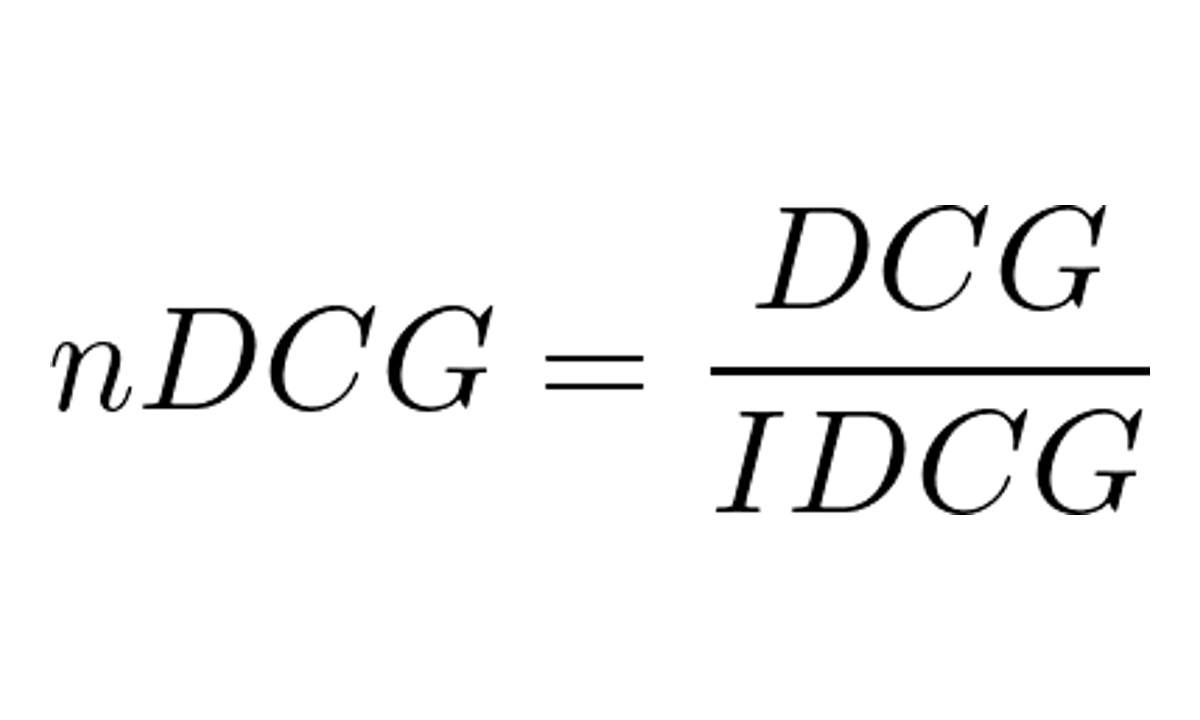fórmula do Normalized Discounted Cumulative Gain - NDCG
